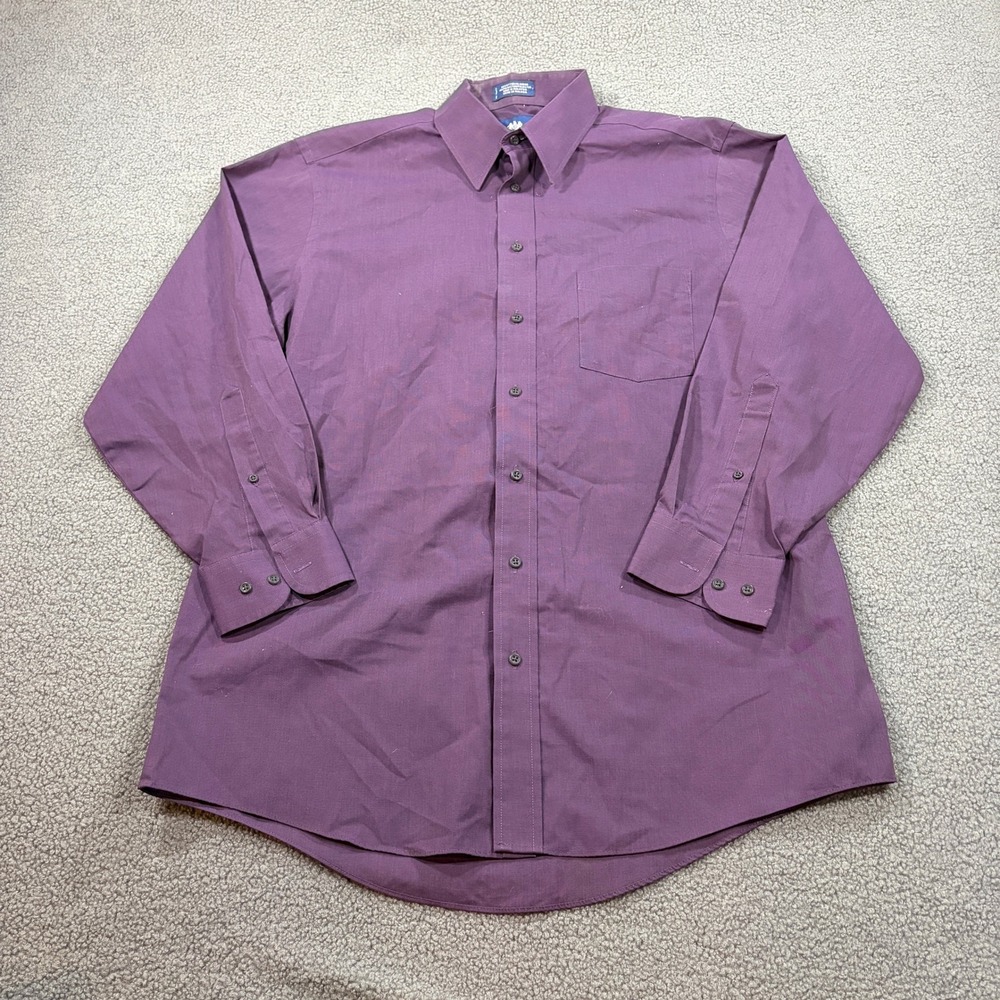 Stafford Dress Shirt Mens 16 32/33 Purple Wrinkle Free Long Sleeve Button Up